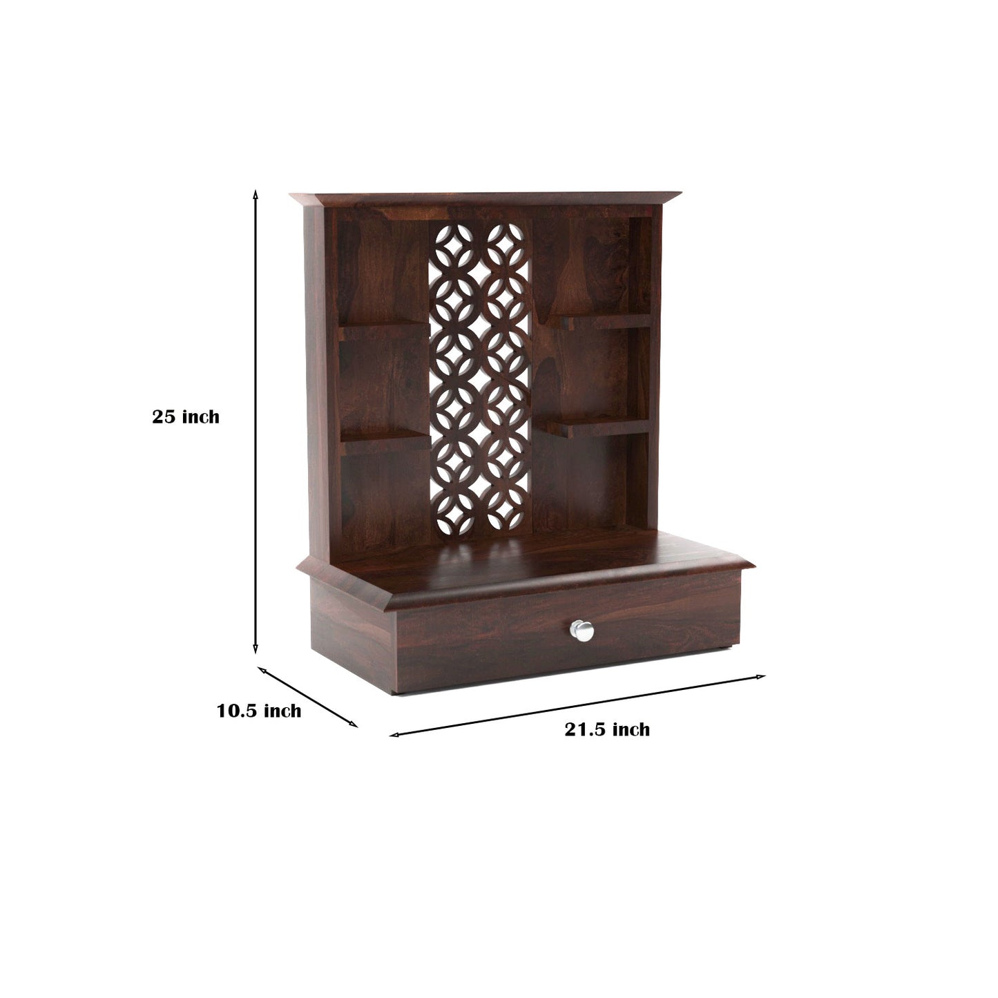 Eryos Solid Sheesham Wooden Temple for Pooja Home (Walnut Finish )