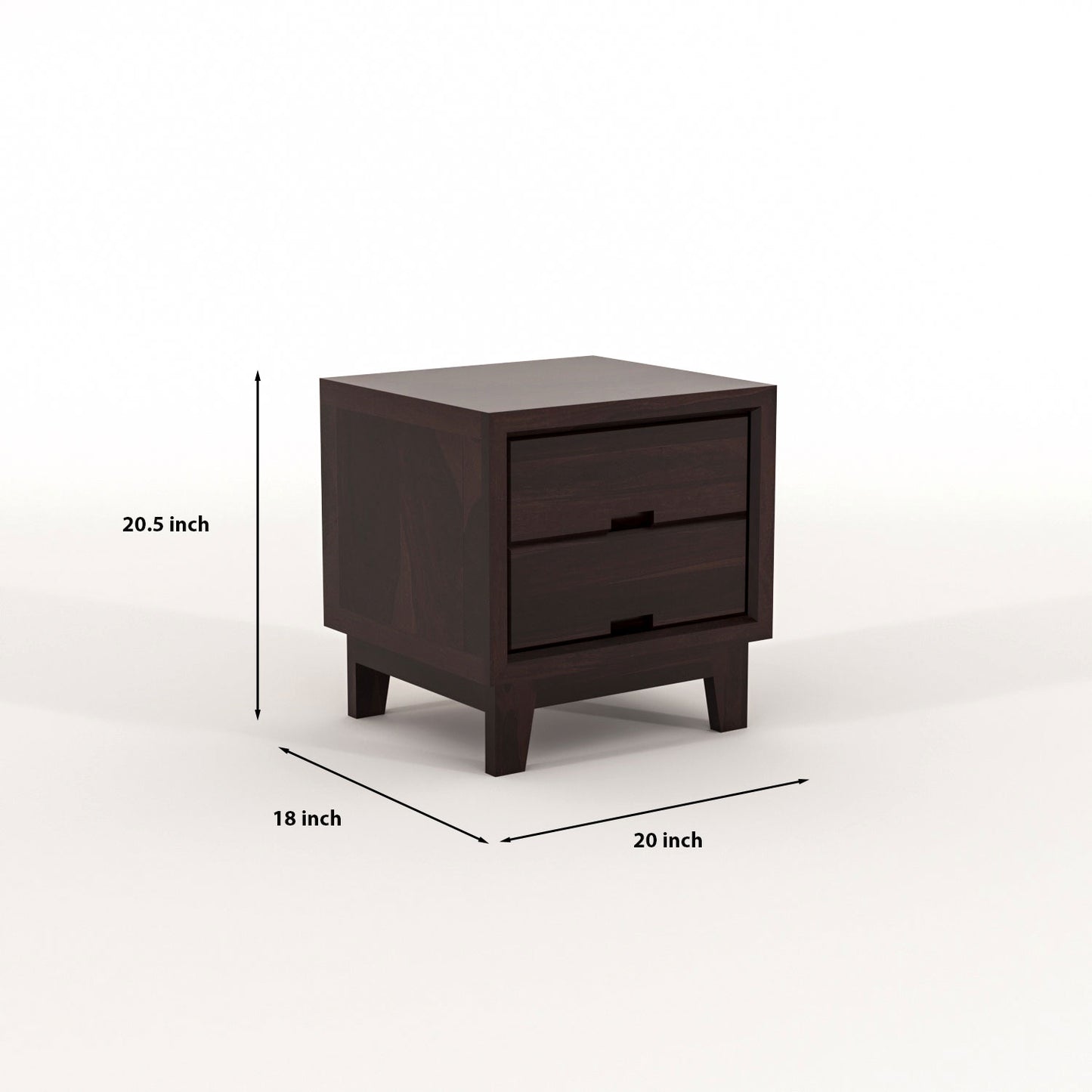 Jeyvalin Solid Sheesham Wood Bedside Table (Walnut Finish)