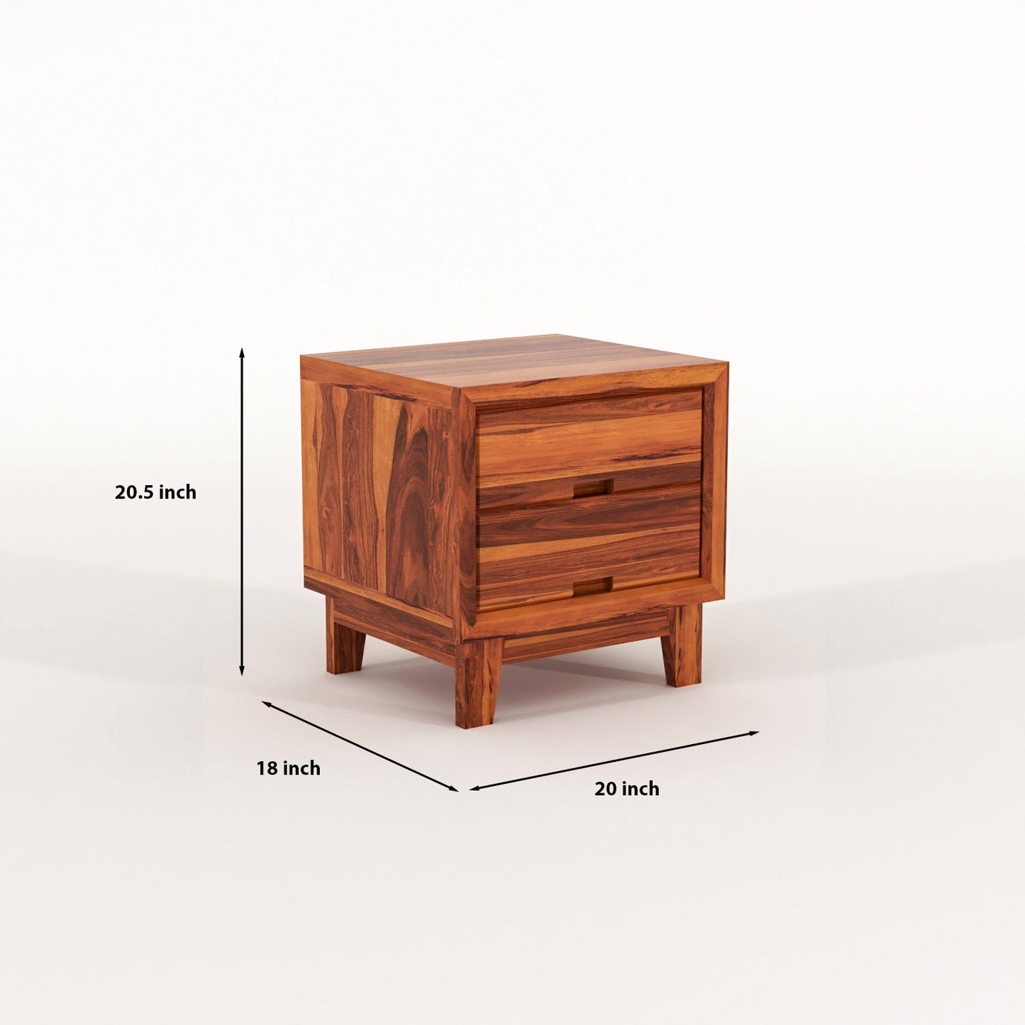 Jeyvalin Solid Sheesham Wood Bedside Table (Honey Finish)