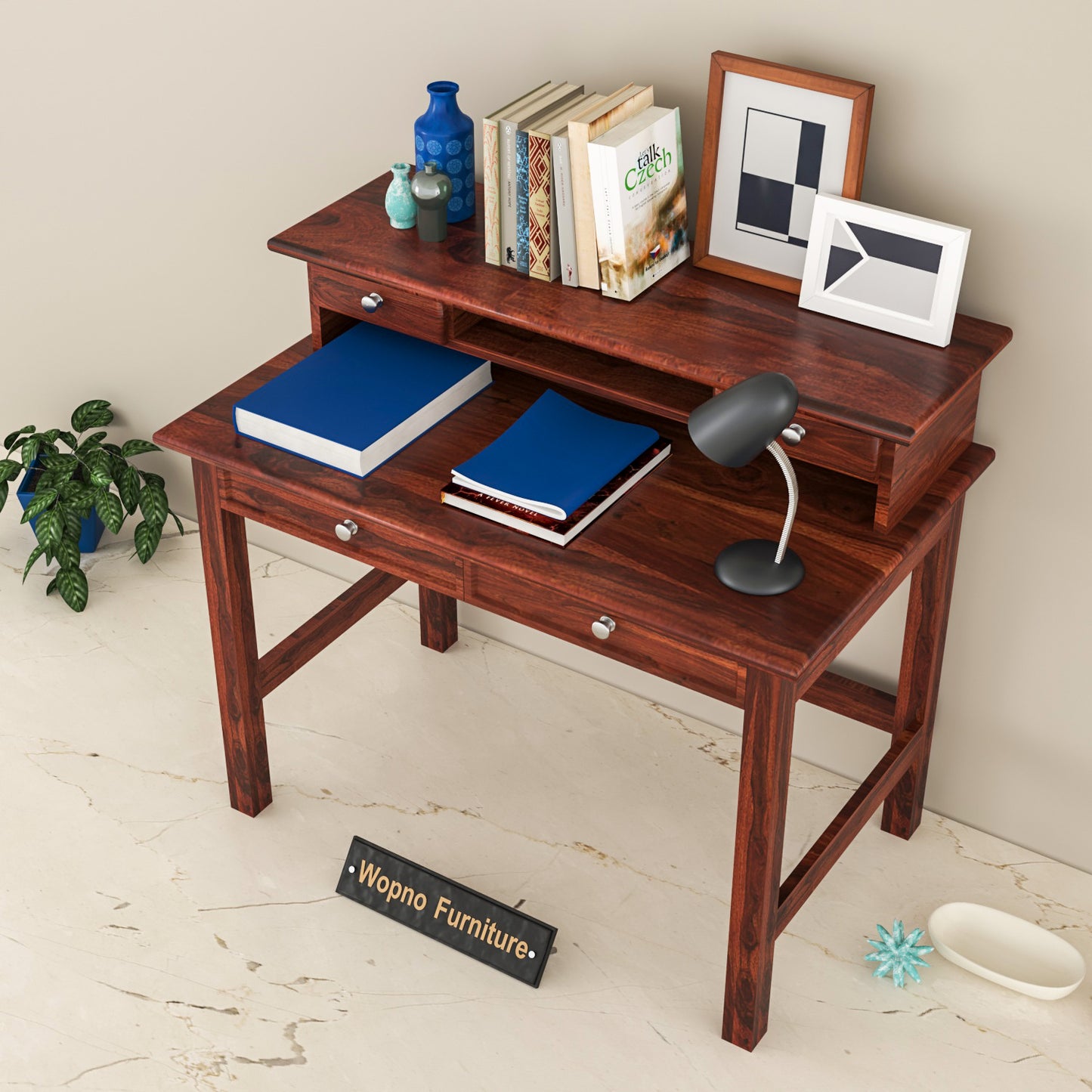 Avorin Solid Sheesham Wood Study Desk (Mahogany Finish)