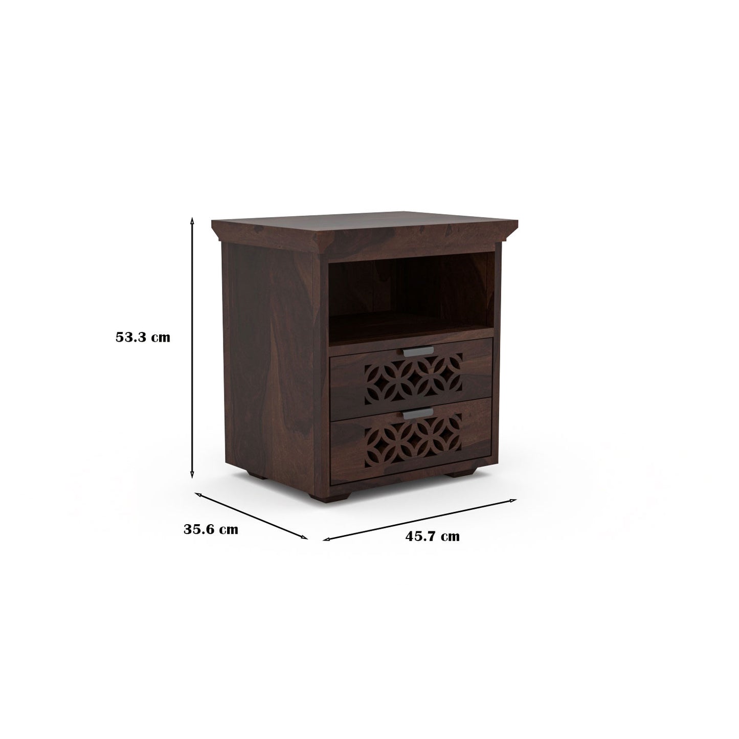 Movralionel Solid Sheesham Wood Bedside Table (Walnut Finish)