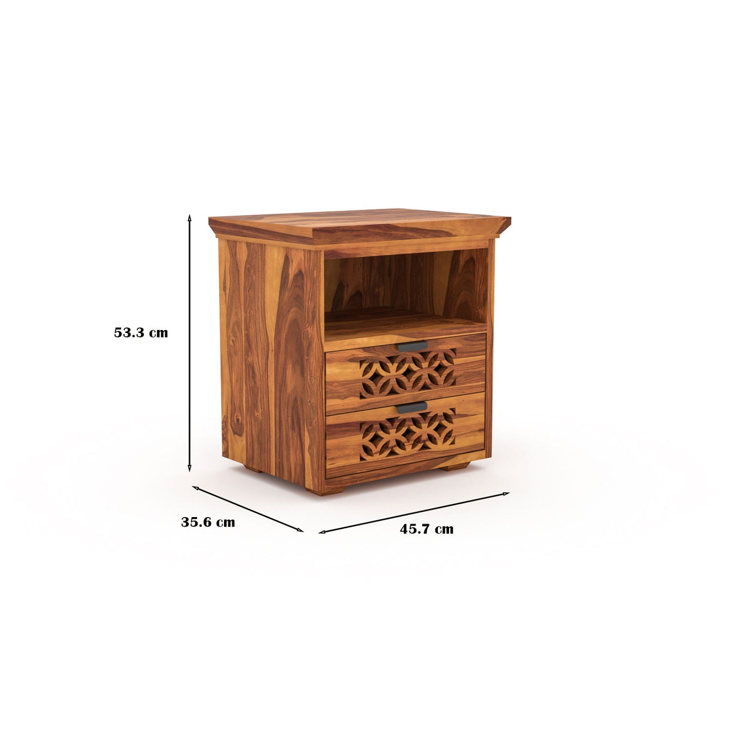 Movralionel Solid Sheesham Wood Bedside Table (Natural Finish)
