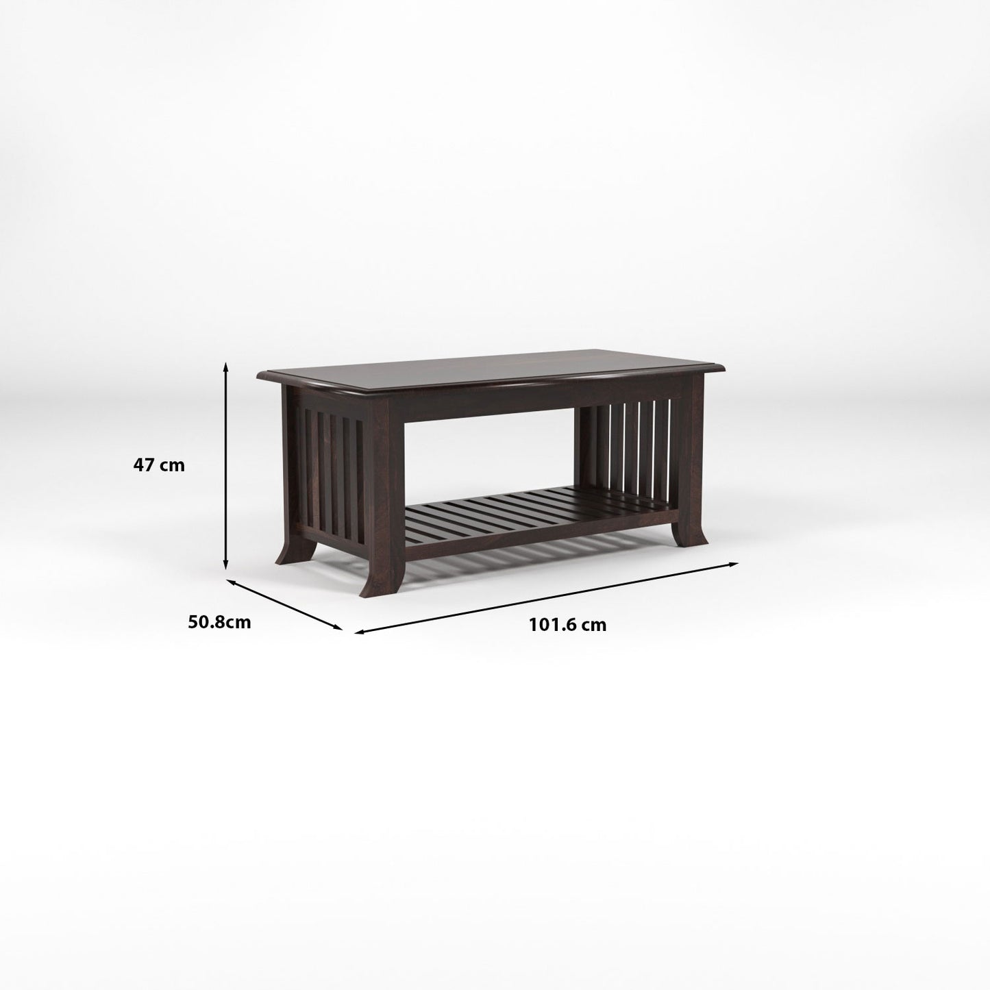 Tivorn Solid Sheesham Wood Coffee Table (Walnut Finish)