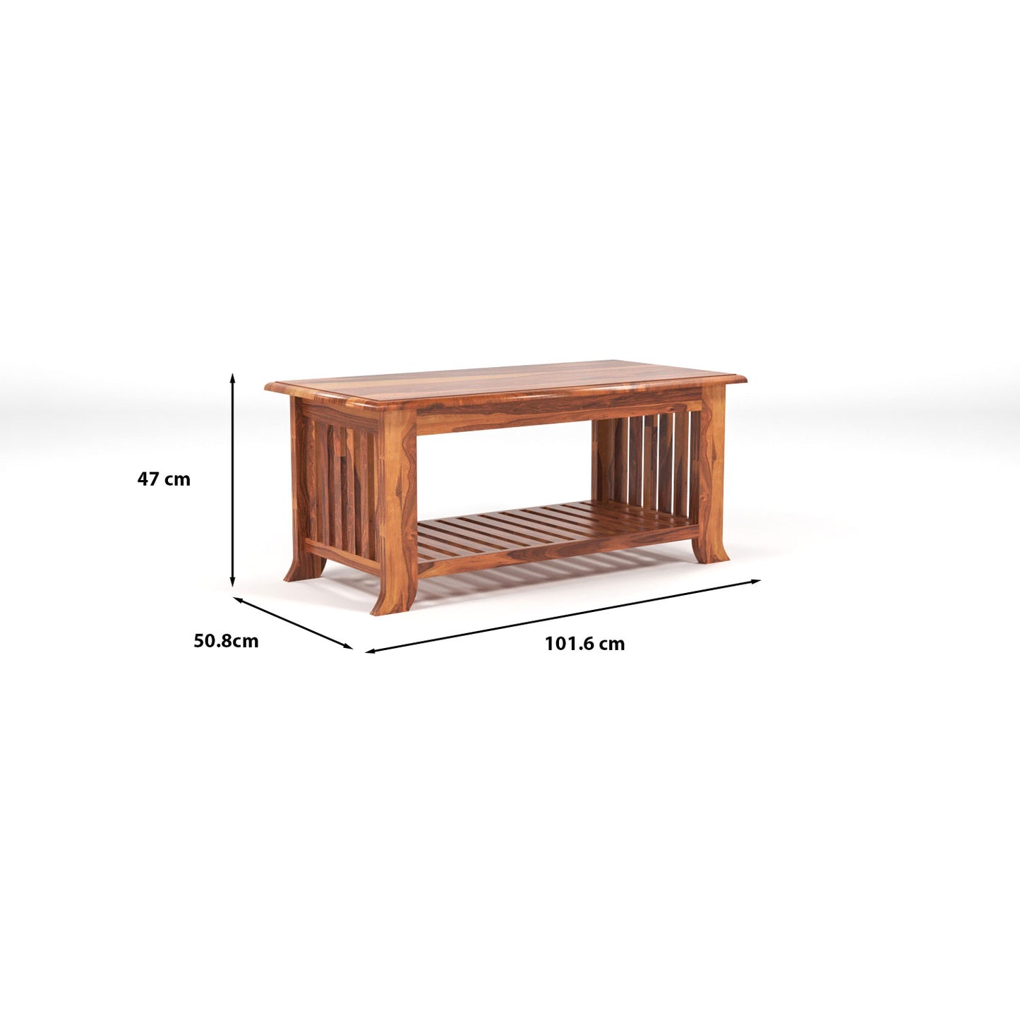 Tivorn Solid Sheesham Wood Coffee Table (Honey Finish)