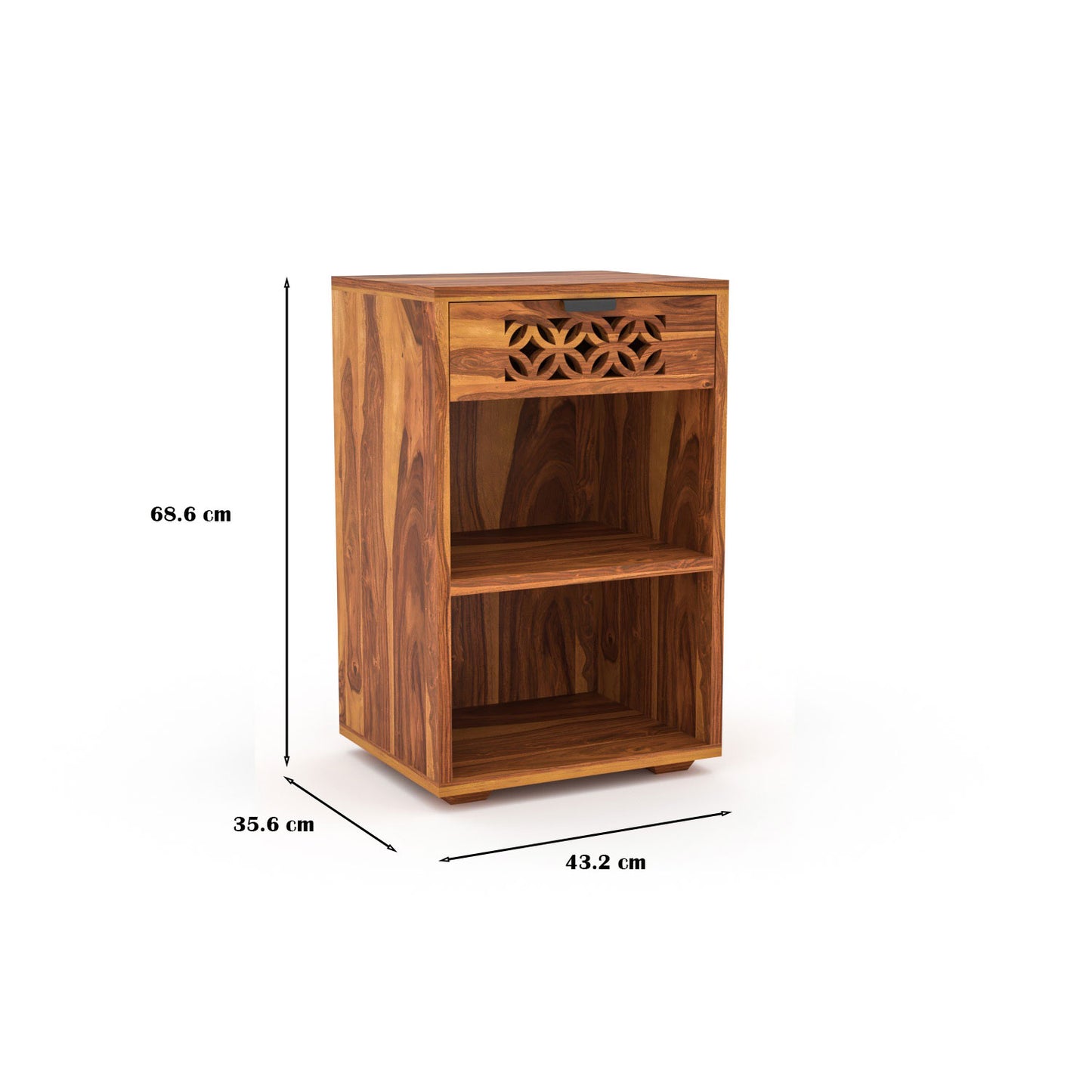 Lomricarionor Solid Sheesham Wood Bedside Table (Honey Finish)