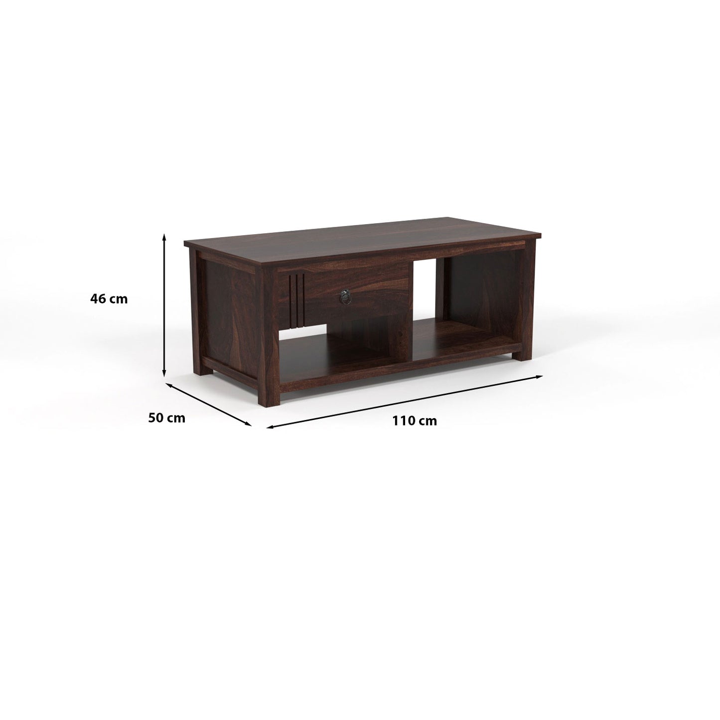 Myric solid Sheesham Wood Coffee Table (Walnut Finish)