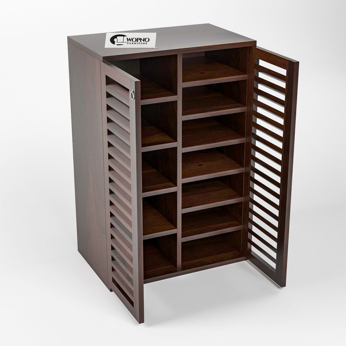 Aurvin Solid Sheesham Wood Shoe Rack (Walnut Finish)