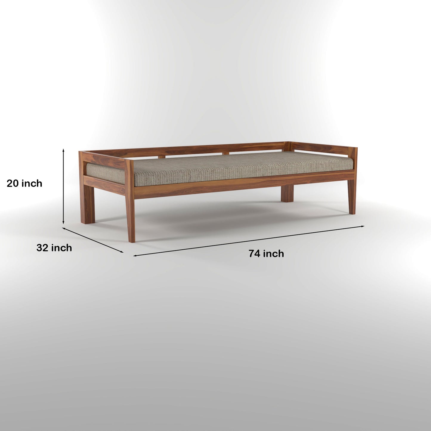 Tivra Solid Sheesham Wood Diwan Bed (Honey Finish )