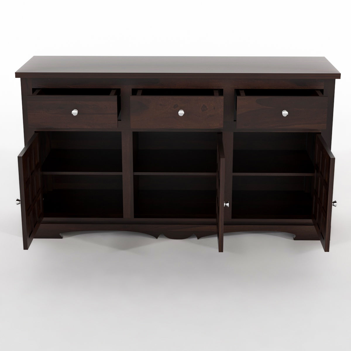 Pivra Solid Sheesham Wood Sideboard and Cabinets (Walnut Finish)