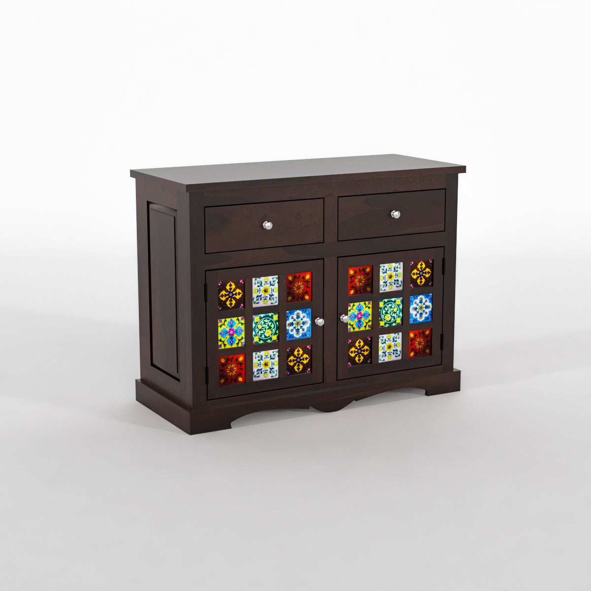 Pivra Solid Sheesham Wood Sideboard and Cabinets (Walnut Finish)