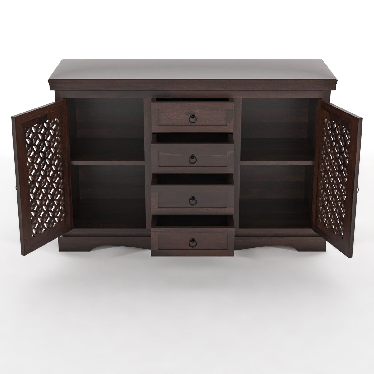 Pivra Solid Sheesham Wood Sideboard and Cabinets (Walnut Finish)