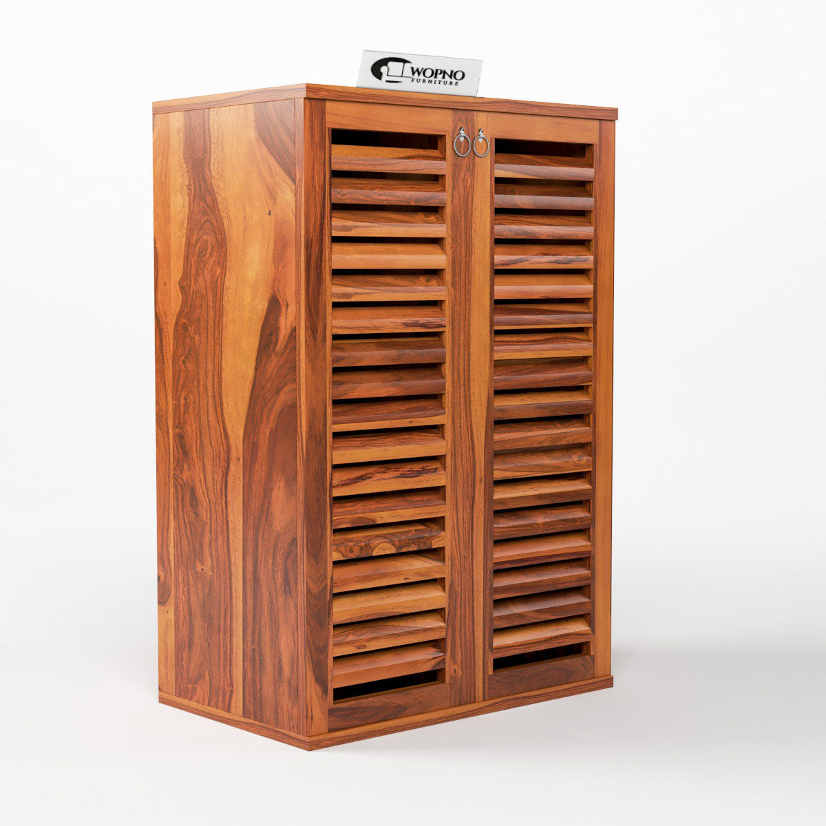 Aurvin Solid Sheesham Wood Shoe Rack (Honey Finish)