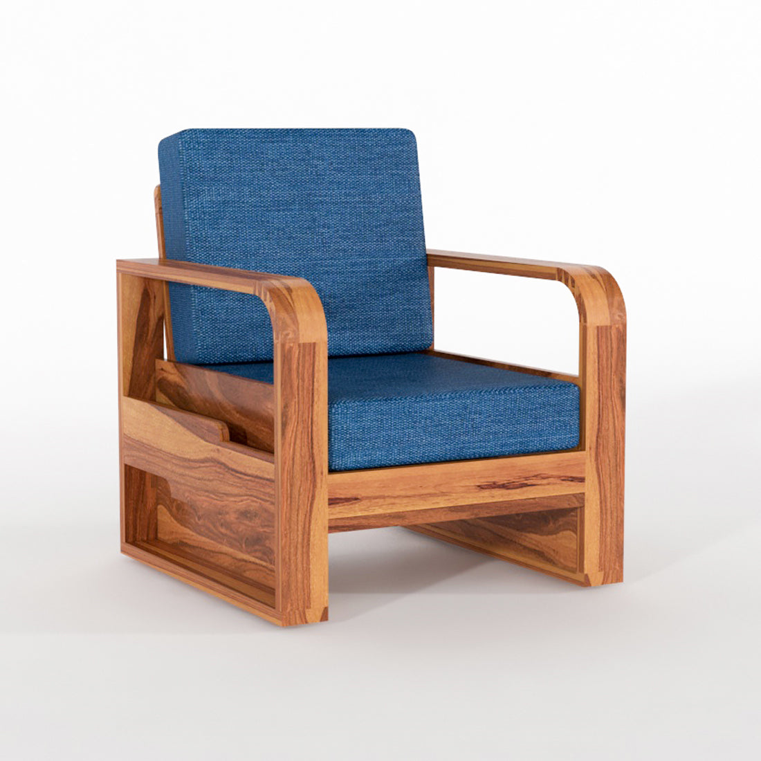 Wovian Solid Sheesham Wooden 1 Seater Sofa Set (Honey Finish)