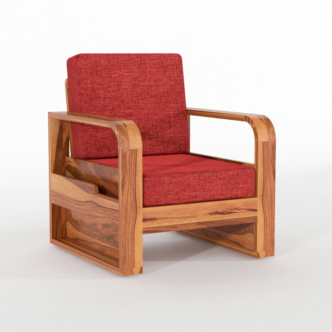 Wovian Solid Sheesham Wooden 1 Seater Sofa Set (Honey Finish)