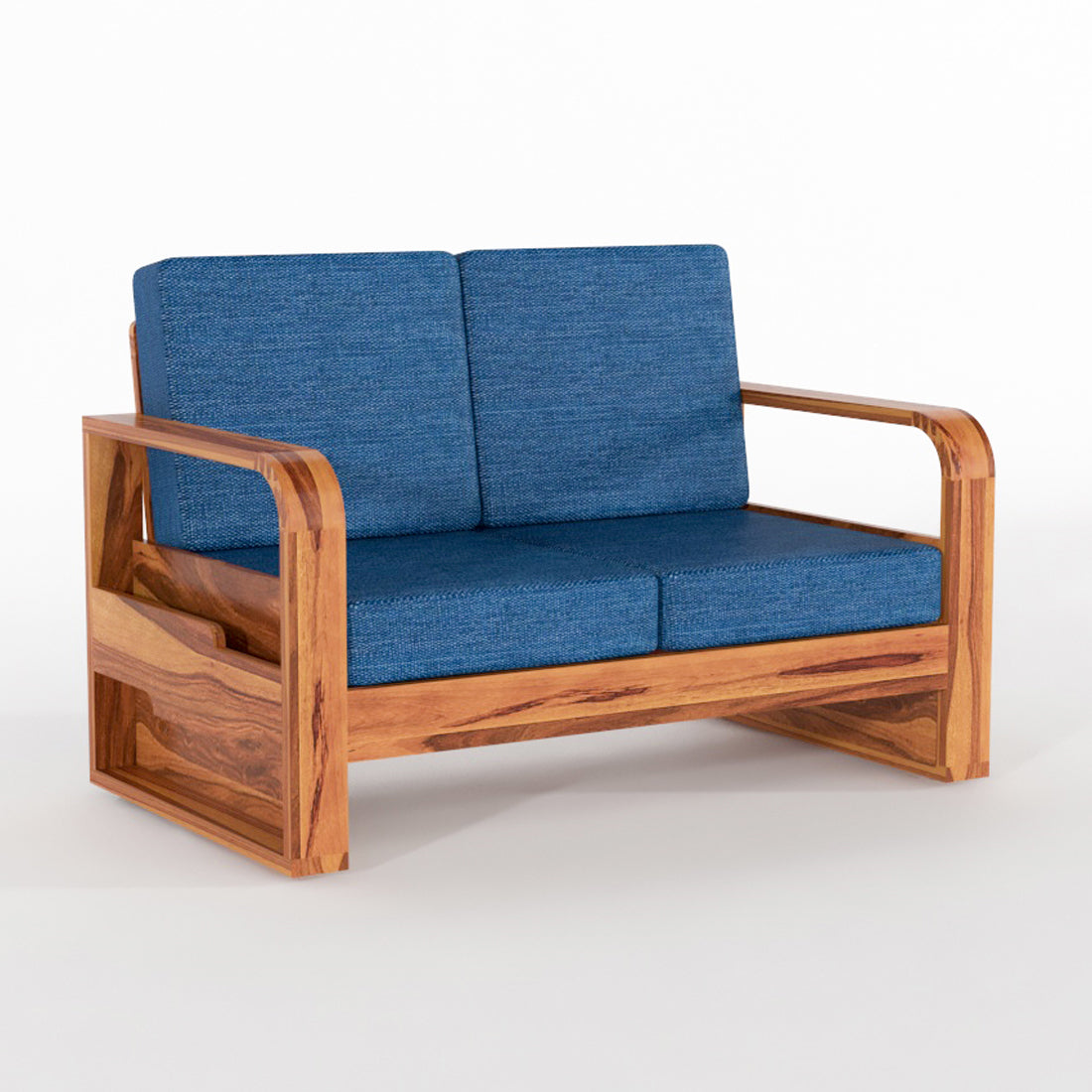 Juvric Solid Sheesham Wooden 2 Seater Sofa Set (Honey Finish)