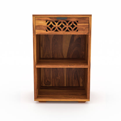 Lomricarionor Solid Sheesham Wood Bedside Table (Honey Finish)