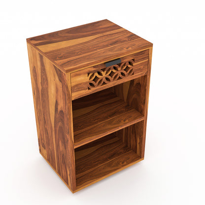 Lomricarionor Solid Sheesham Wood Bedside Table (Honey Finish)