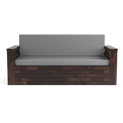 Bralor Solid Sheesham Wooden 3 Seater Sofa Cum Bed (Walnut  Finish)