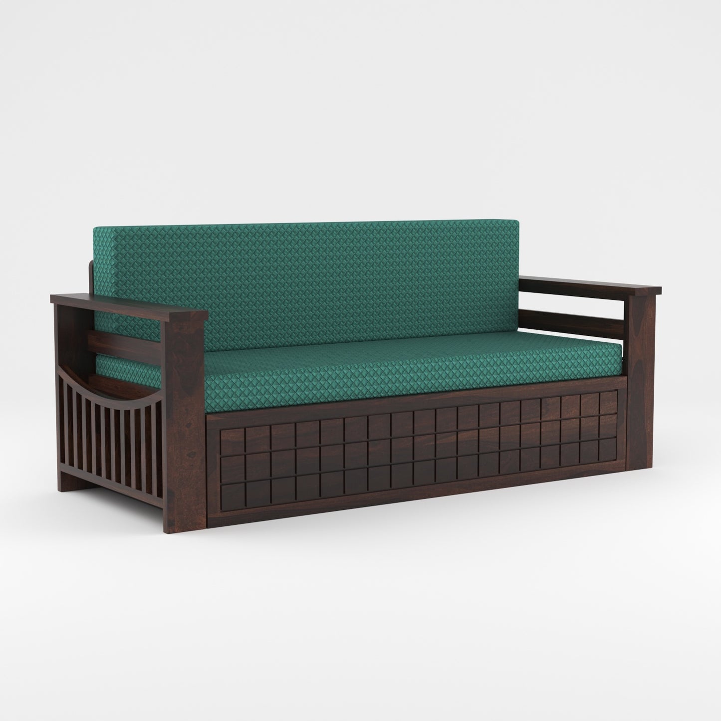 Fivrel Solid Sheesham Wooden 3 Seater Sofa Cum Bed (Walnut  Finish)