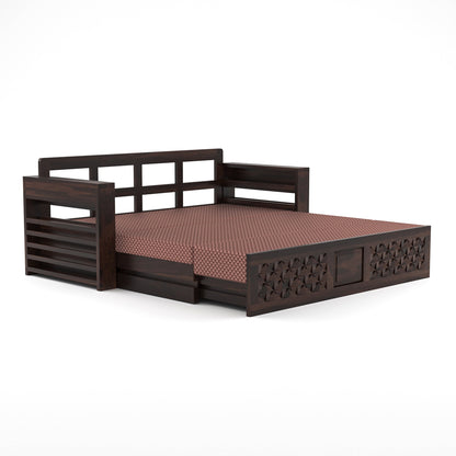 Orvan Solid  Sheesham Wooden 3 Seater diamond Sofa Cum Bed  (Walnut ,Finish )
