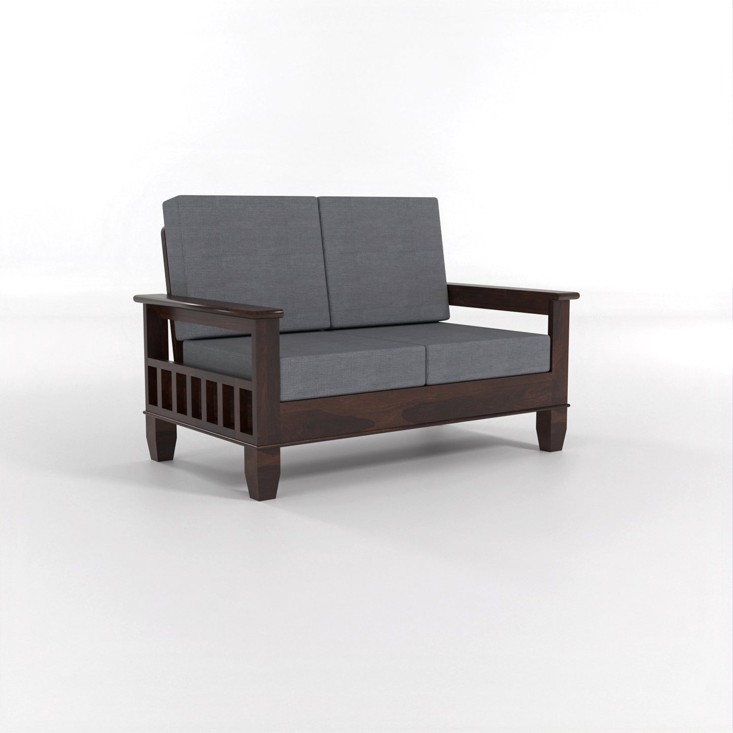Trivralionel 2 Seater Solid Sheesham Wood Sofa Set (Walnut Finish)