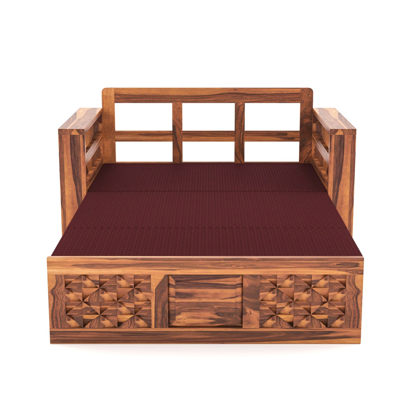 Orvan Solid  Sheesham Wooden 2 Seater diamond Sofa Cum Bed  (Honey,Finish )