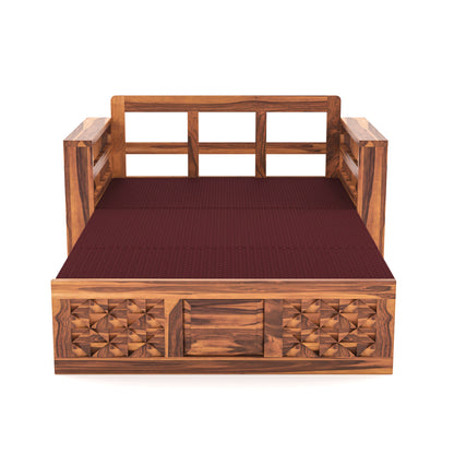 Orvan Solid  Sheesham Wooden 2 Seater diamond Sofa Cum Bed  (Honey,Finish )