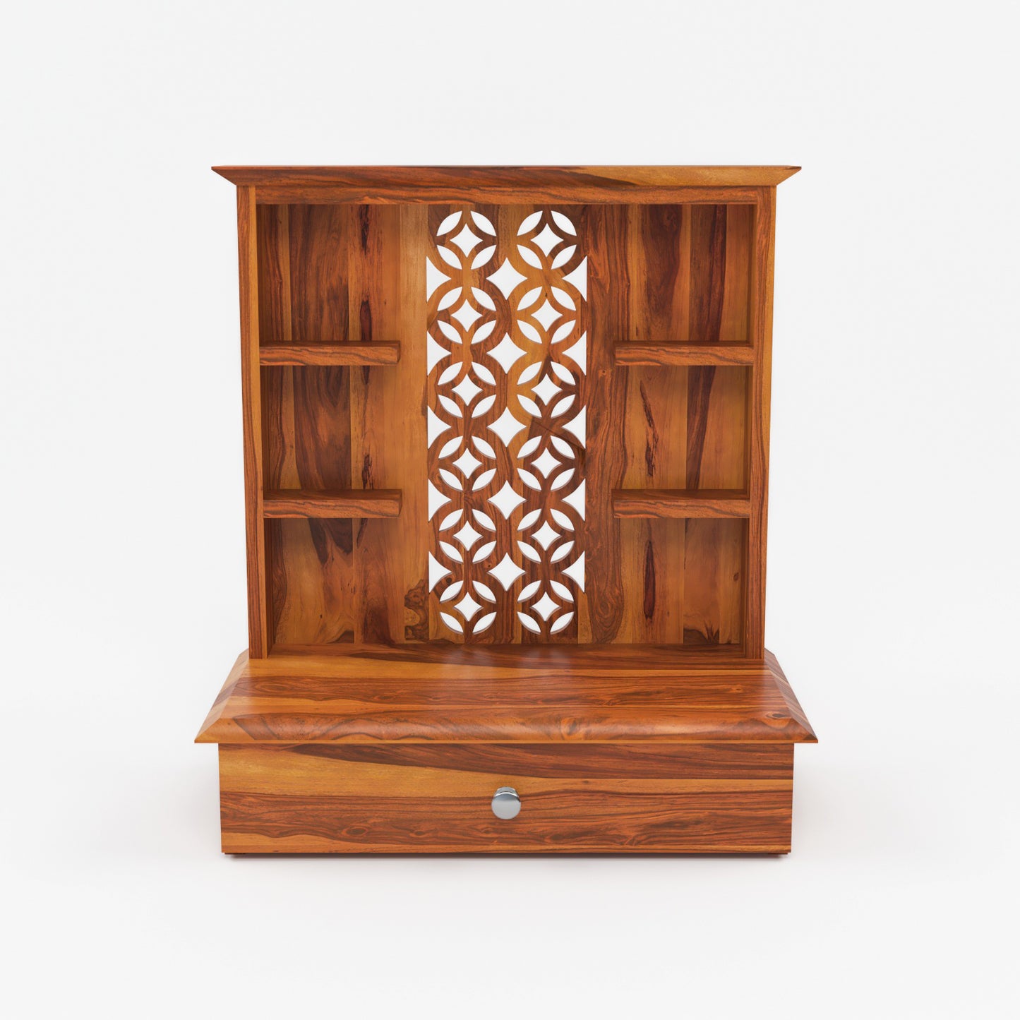 Eryos  Solid Sheesham Wooden Temple for Pooja Home (Honey Finish )