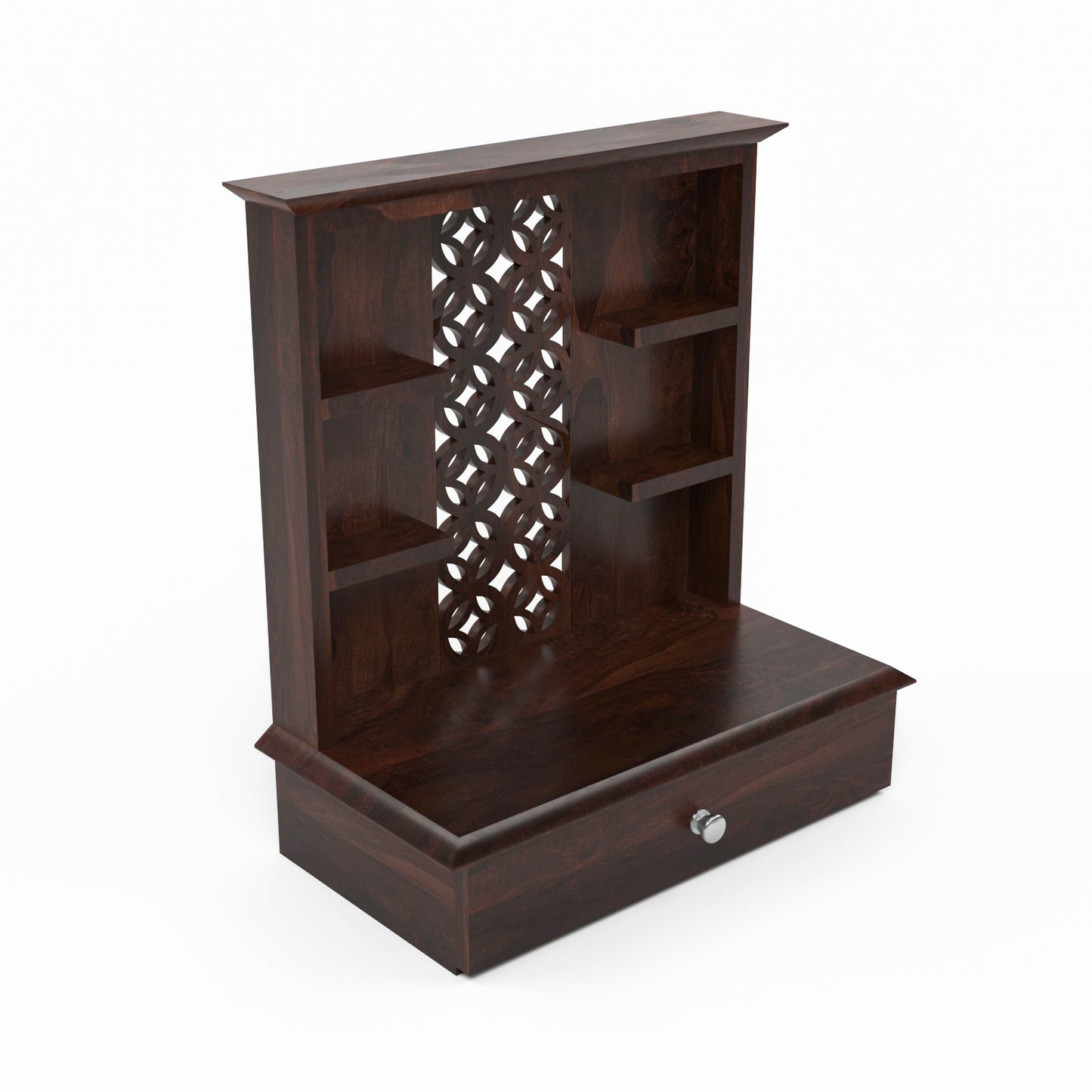 Eryos  Solid Sheesham Wooden Temple for Pooja Home (Walnut Finish )