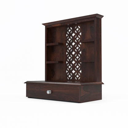 Eryos  Solid Sheesham Wooden Temple for Pooja Home (Walnut Finish )