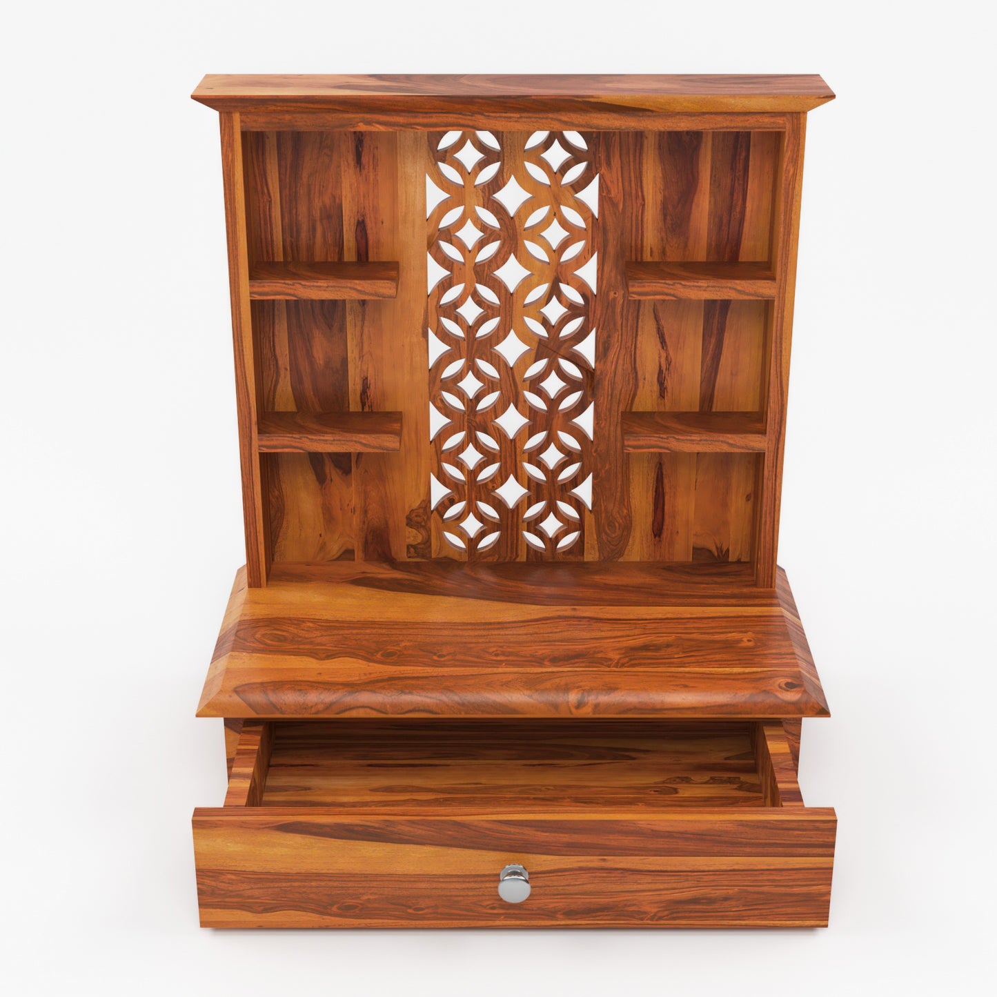 Eryos  Solid Sheesham Wooden Temple for Pooja Home (Honey Finish )