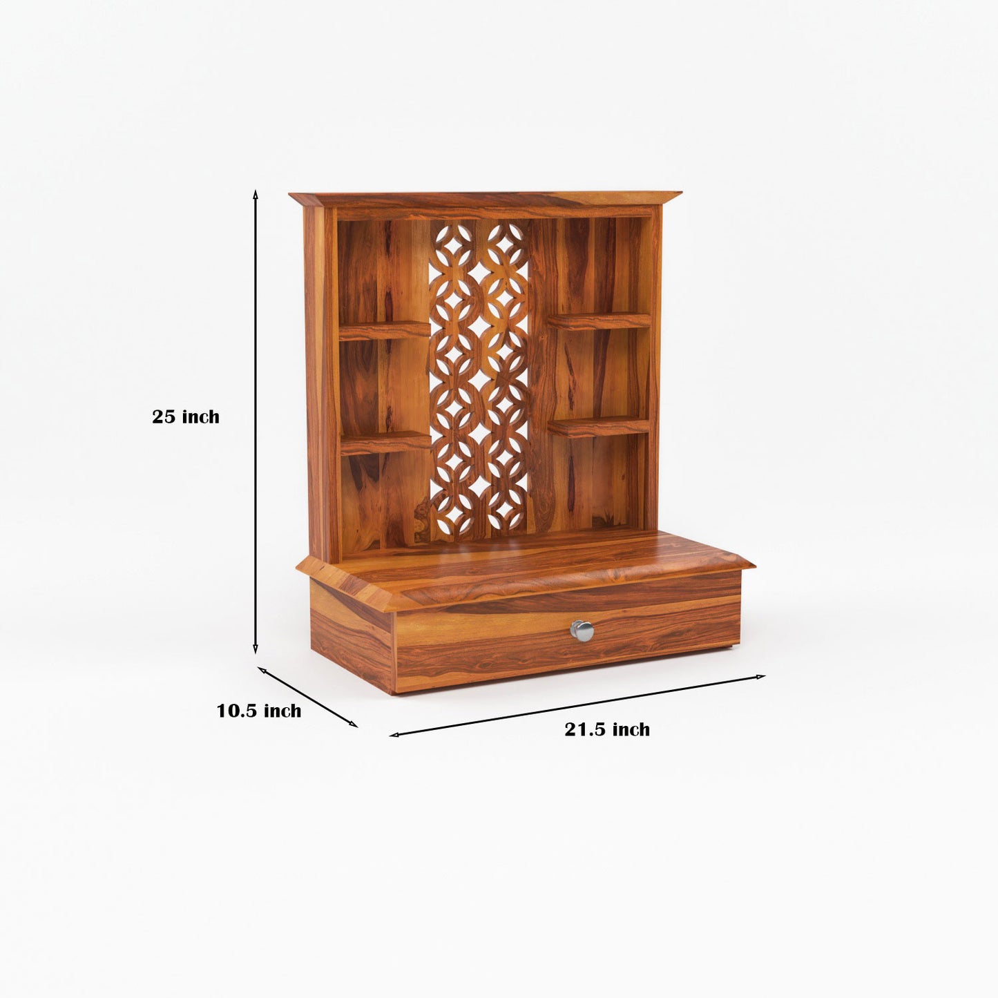 Eryos  Solid Sheesham Wooden Temple for Pooja Home (Honey Finish )