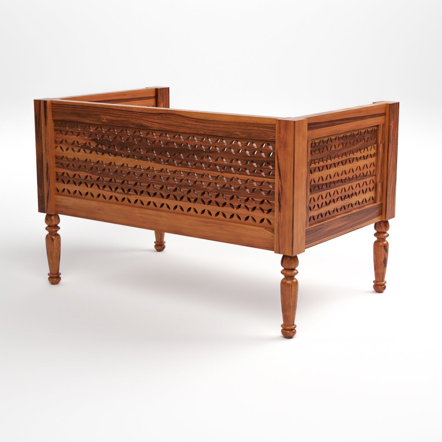 Lorian Solid Sheesham Wooden 2 Seater Sofa Set (Honey Finish)