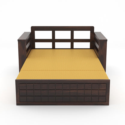 Fivrel Solid Sheesham Wooden 2 Seater Sofa Cum Bed (Walnut Finish)