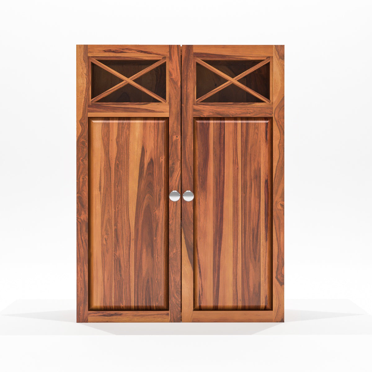 Yelric Solid Sheesham Wood Wall Mounted Kitchen Cabinet | 2-Door Unit With Storage  (Honey Finish)