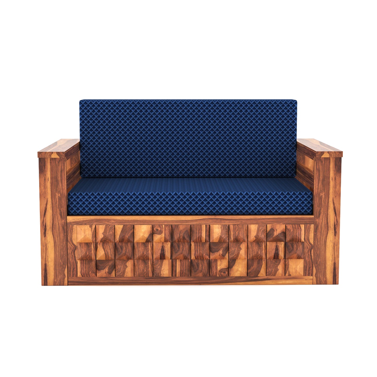 Orvan Solid Sheesham Wooden 2 Seater diamond Sofa Cum Bed (Honey ,Finish )