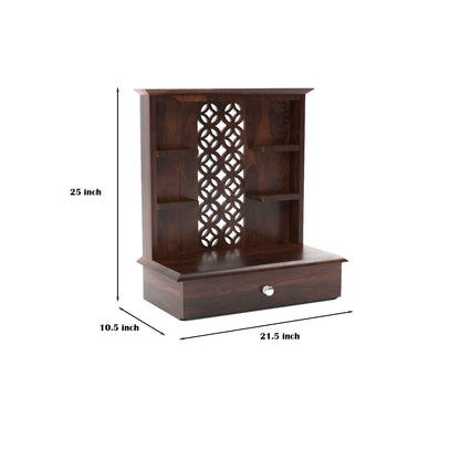 Eryos  Solid Sheesham Wooden Temple for Pooja Home (Walnut Finish )