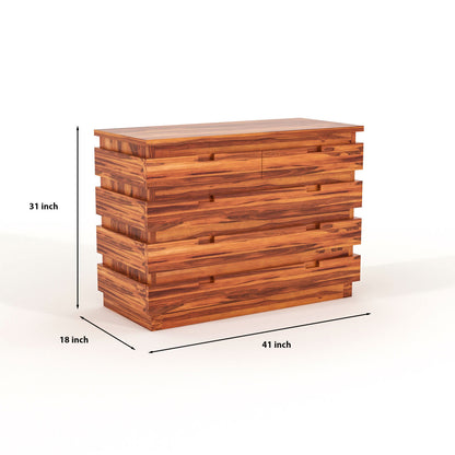 Pivra Solid Sheesham Wood Sideboard and Cabinets (Honey Finish)