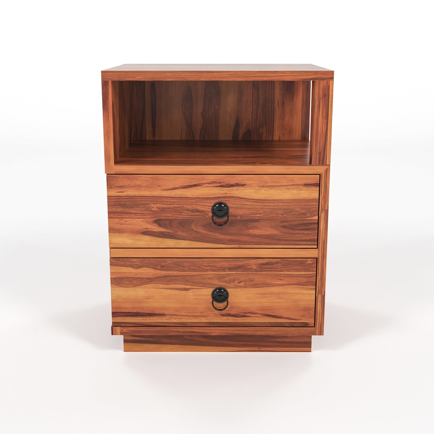 Zelvalion Solid Sheesham Wood Bedside Table (Honey Finish)