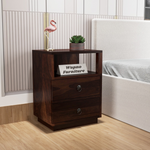 Zelvalion Solid Sheesham Wood Bedside Table (Walnut Finish)