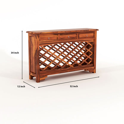 Pivra Solid Sheesham Wood Sideboard and Cabinets (Honey Finish)