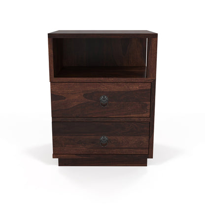 Zelvalion Solid Sheesham Wood Bedside Table (Walnut Finish)