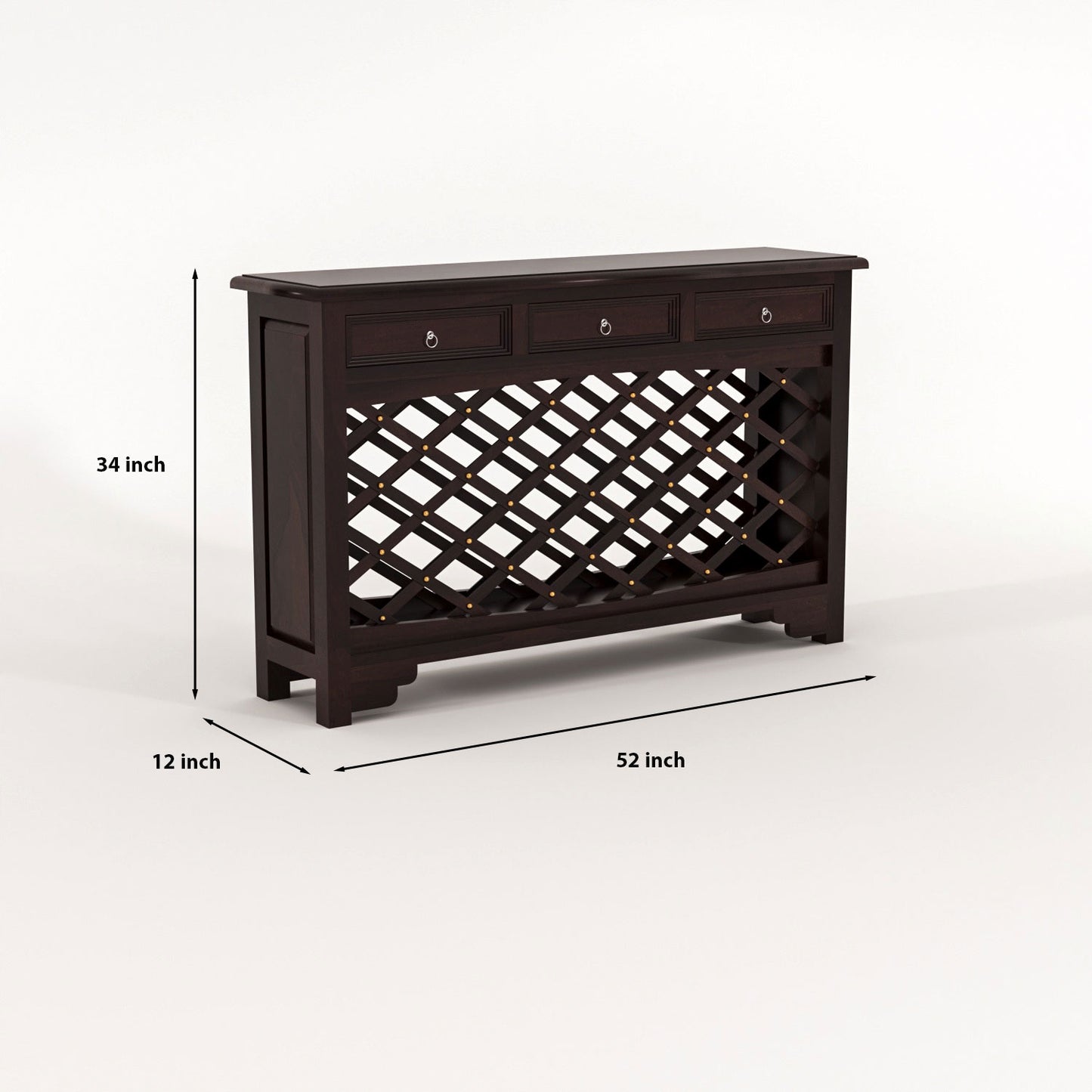 Pivra Solid Sheesham Wood Sideboard and Cabinets (Walnut Finish)