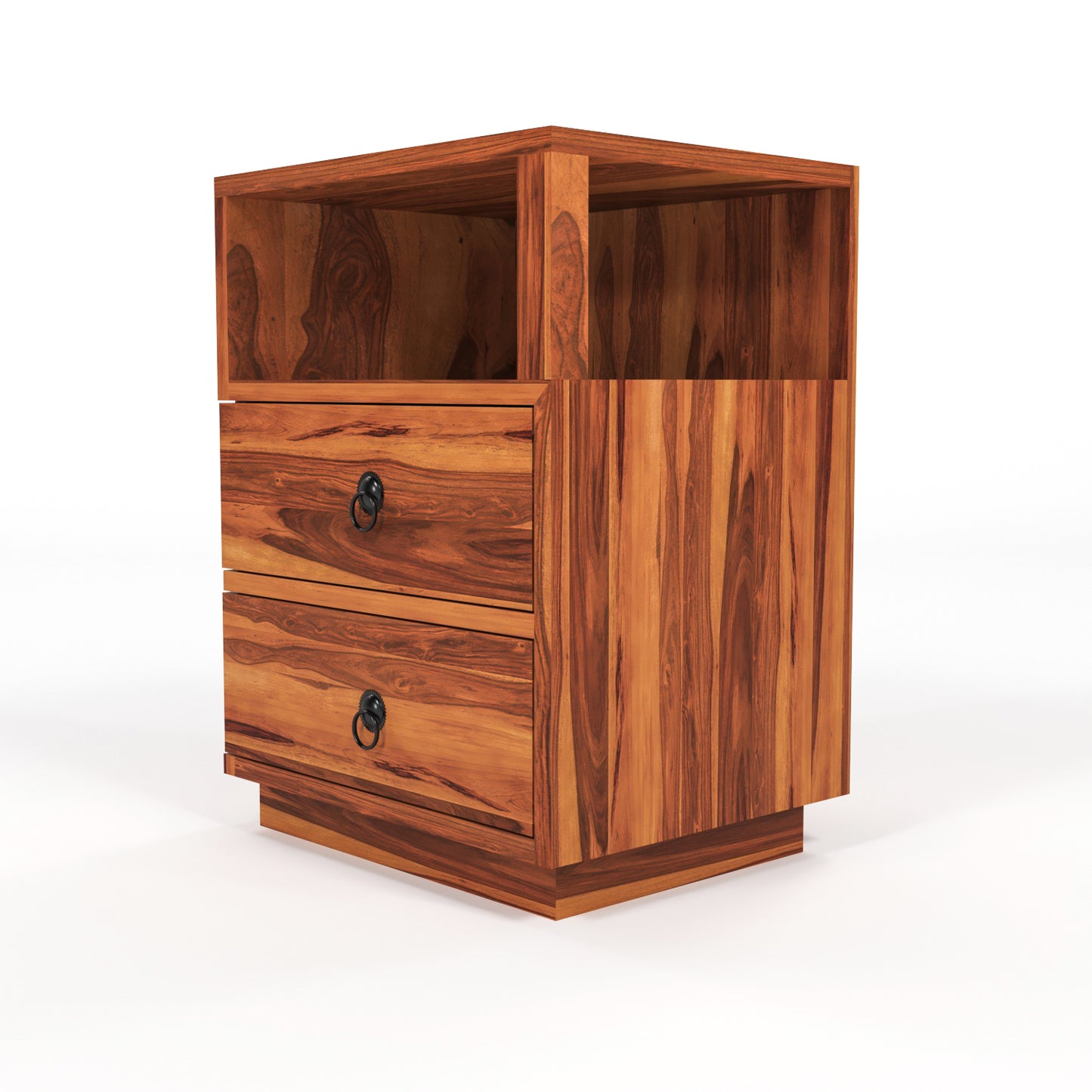 Zelvalion Solid Sheesham Wood Bedside Table (Honey Finish)