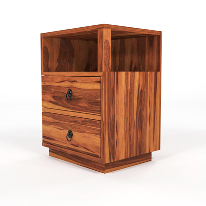 Zelvalion Solid Sheesham Wood Bedside Table (Honey Finish)