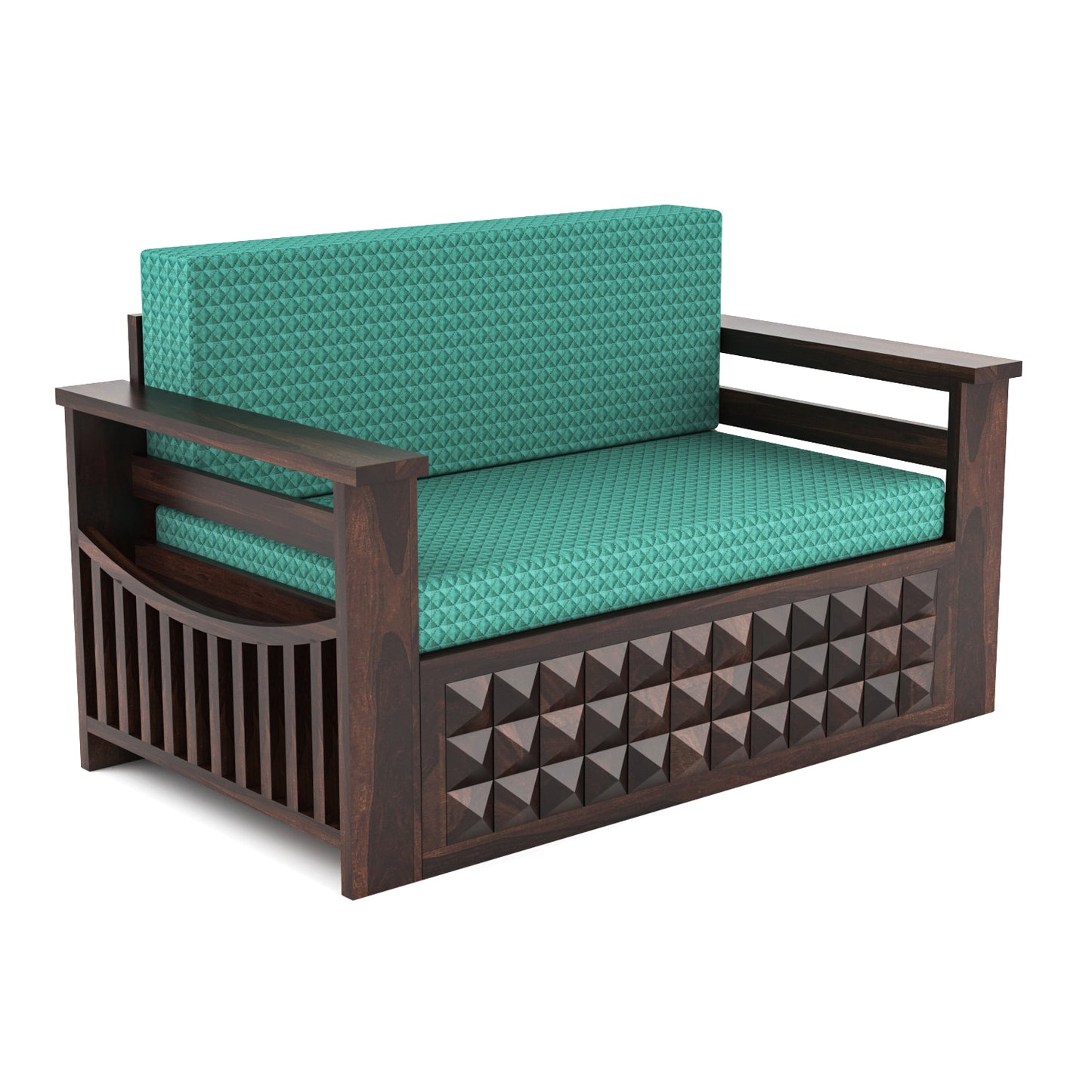 Orvan Solid Sheesham Wooden 2 Seater diamond Sofa Cum Bed (Walnut ,Finish )