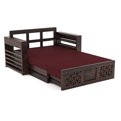 Orvan Solid  Sheesham Wooden 2 Seater diamond Sofa Cum Bed  (Walnut,Finish )