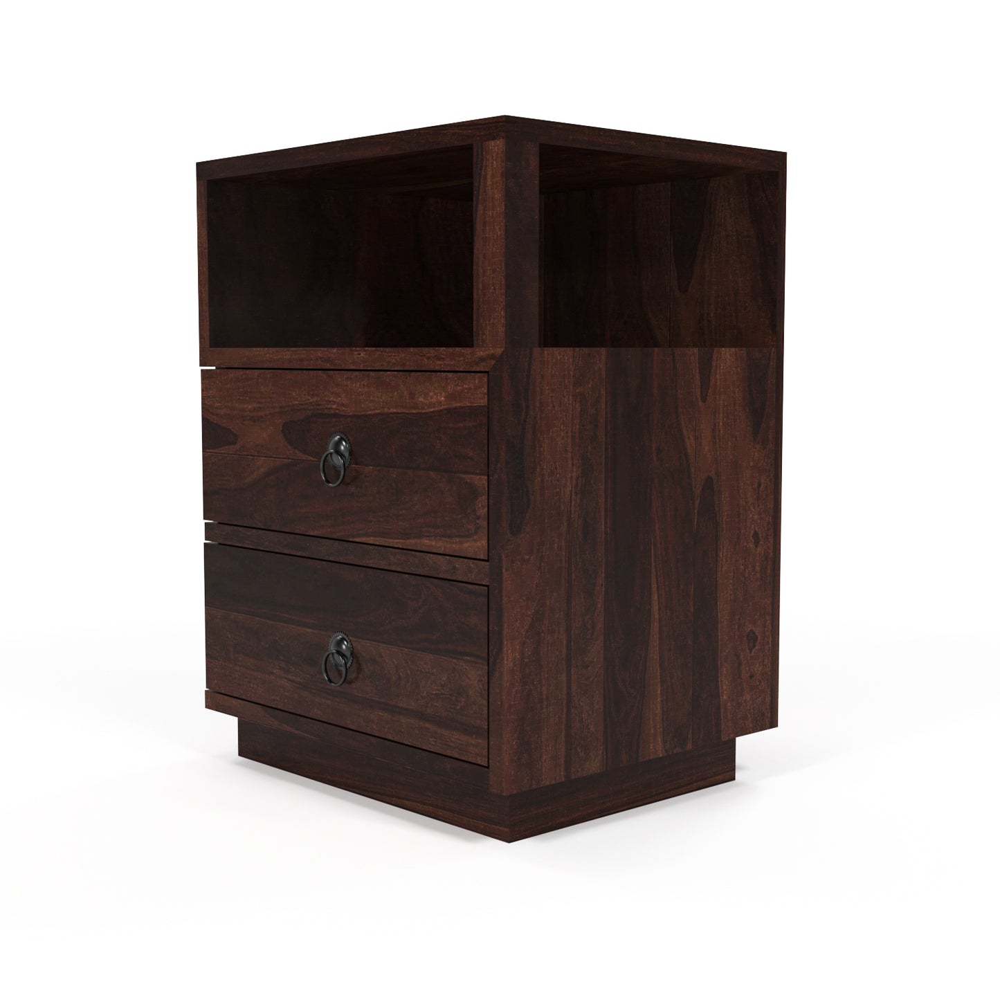 Zelvalion Solid Sheesham Wood Bedside Table (Walnut Finish)