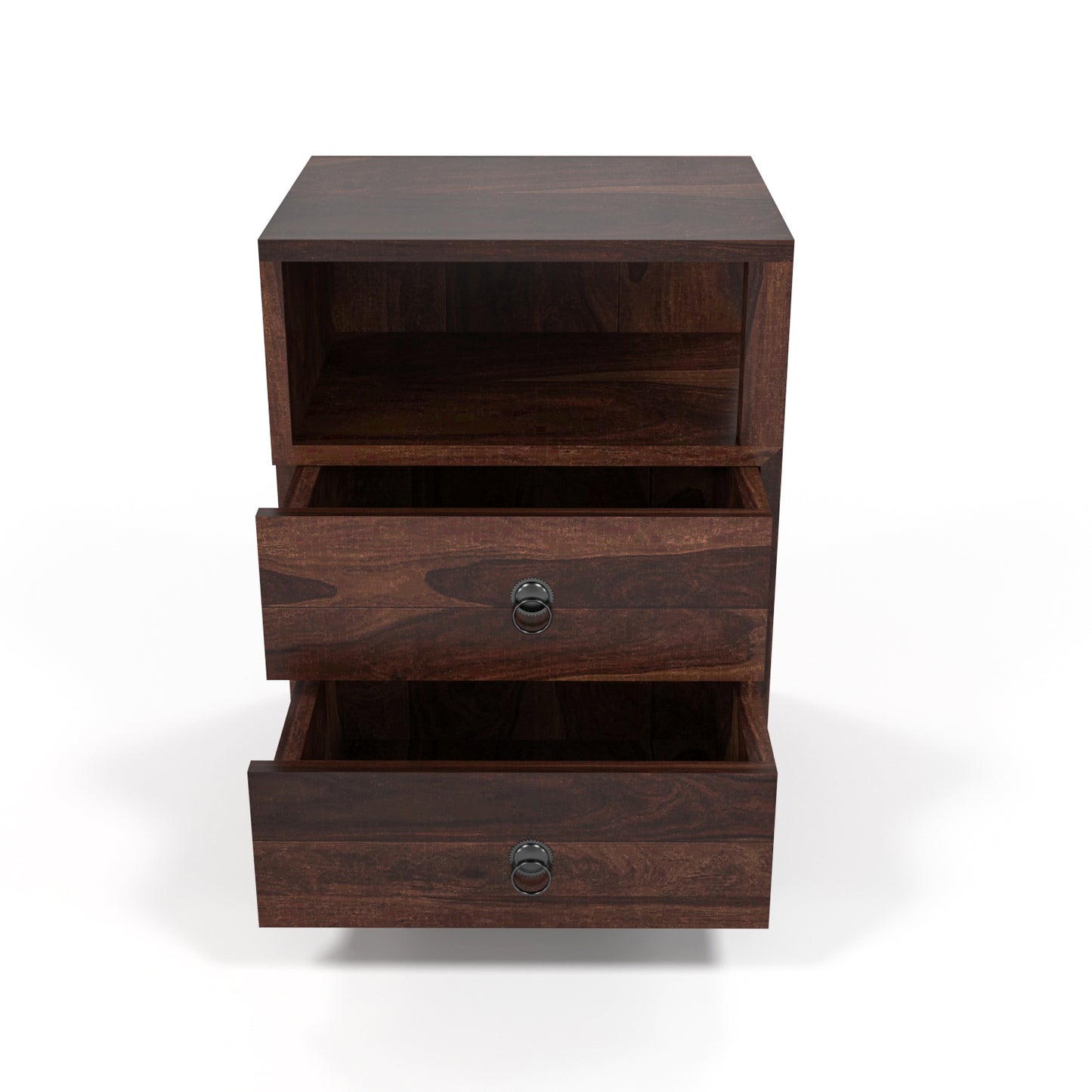 Zelvalion Solid Sheesham Wood Bedside Table (Walnut Finish)