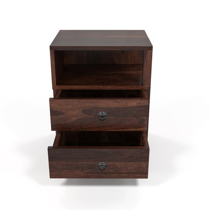 Zelvalion Solid Sheesham Wood Bedside Table (Walnut Finish)